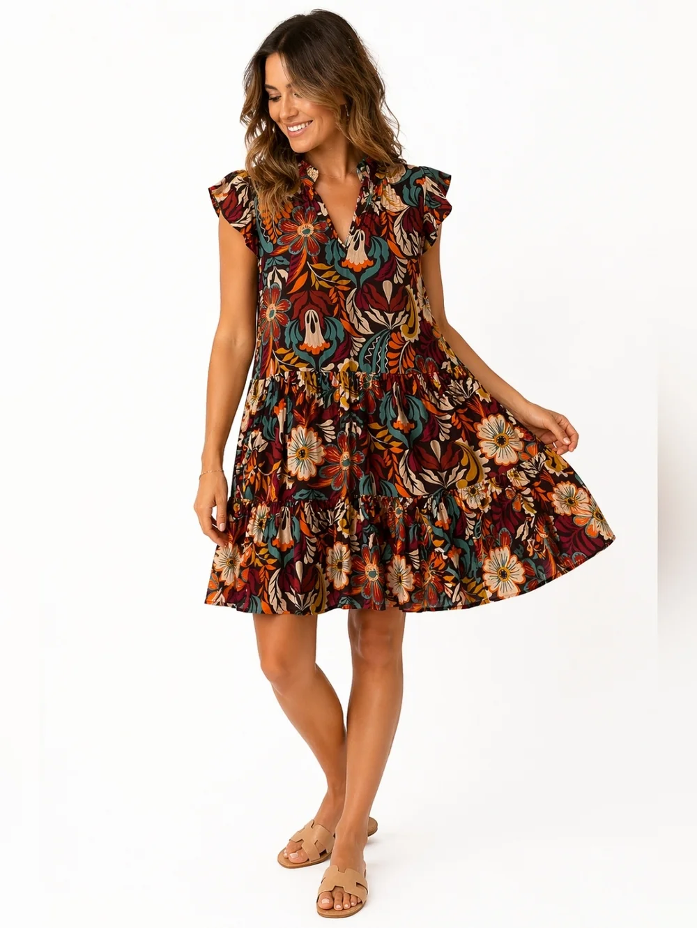 Anthropologie Autres Filles Floral Mini Dress Boho Tiered S/P - Picture 1 of 6